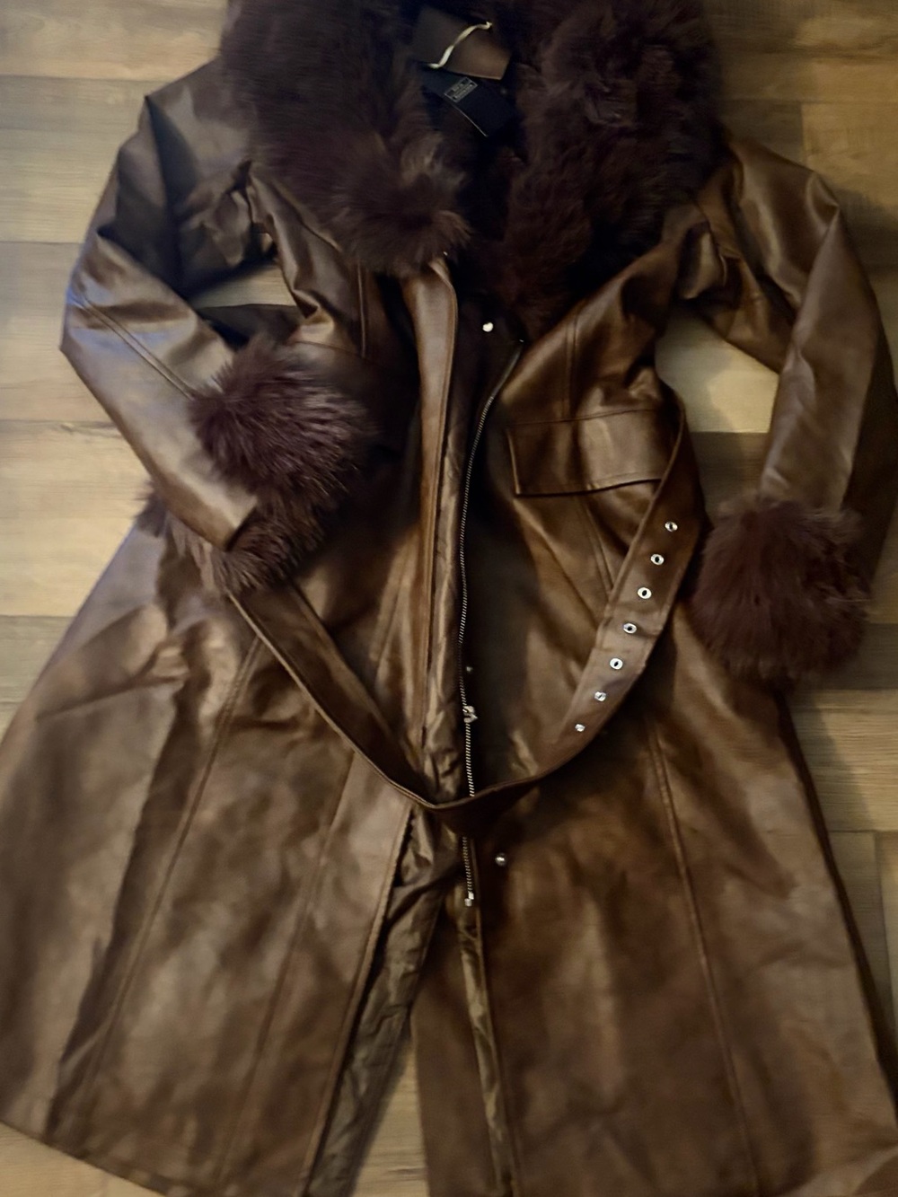Long Coat with Fur Trim - Women’s Jacket